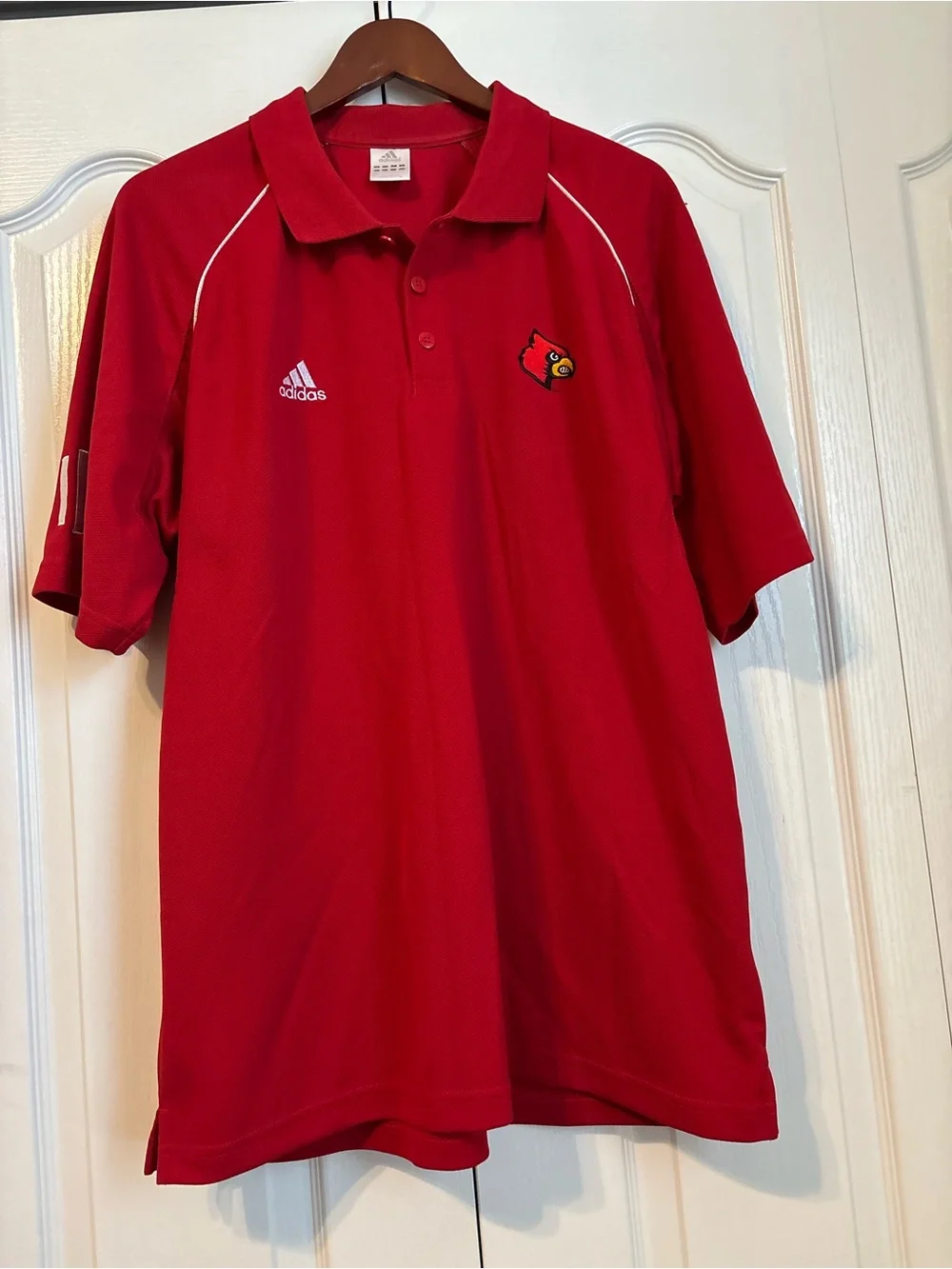 adidas Red Men's Polo with Cardinal Logo and White Accents
